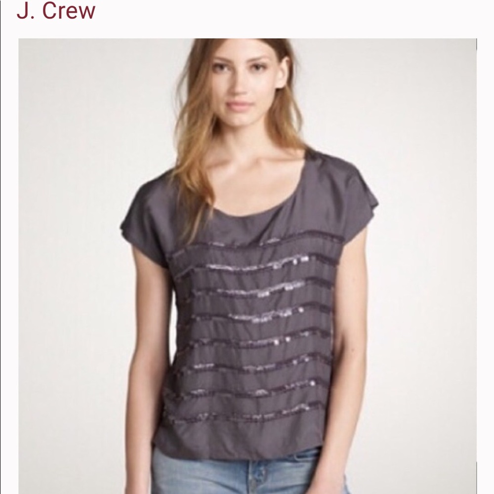 J Crew Silk Sequin Stripe Blouse Size 8